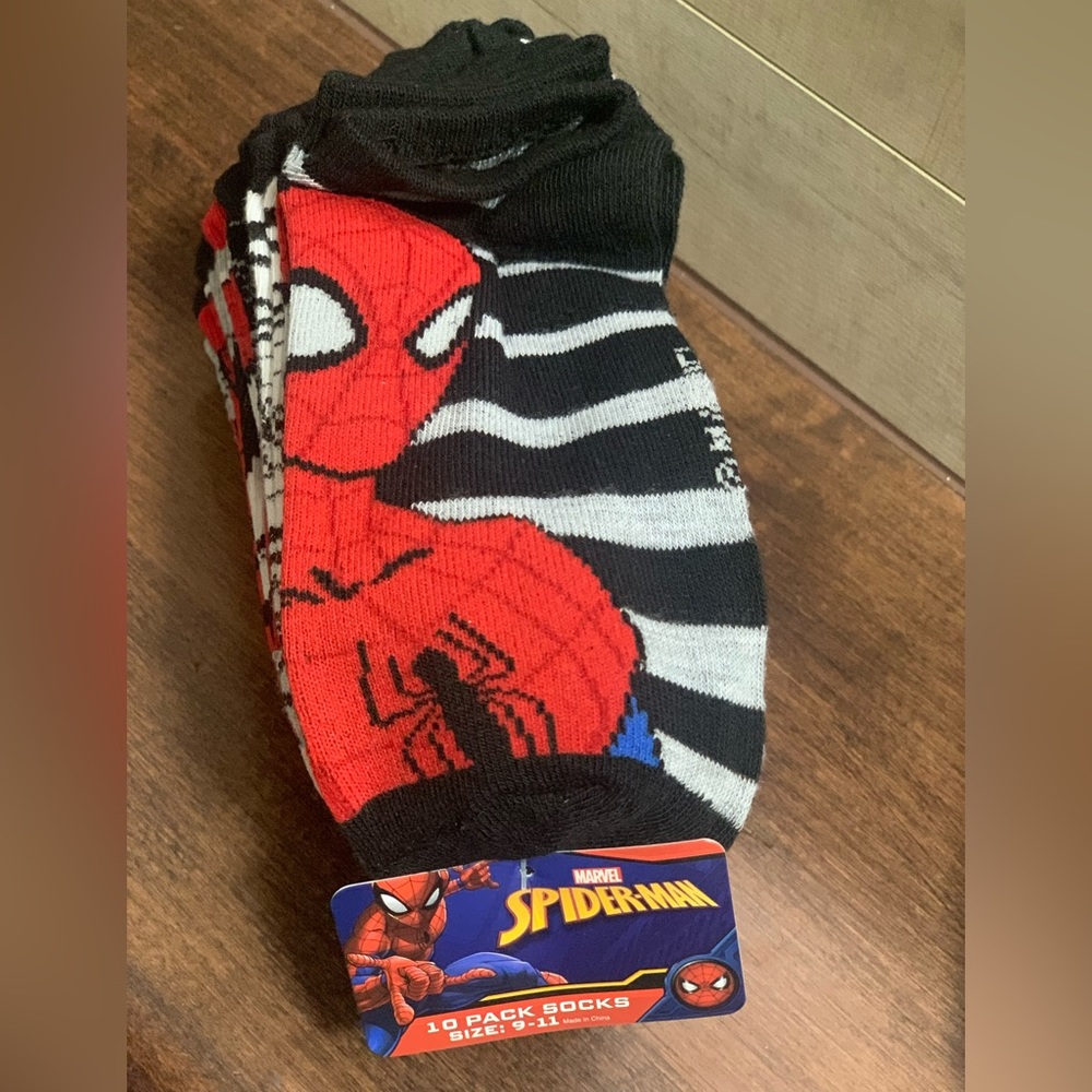 SPIDER-MAN ADULTS NO SHOW SOCKS 10 PACK SIZE 9-11
